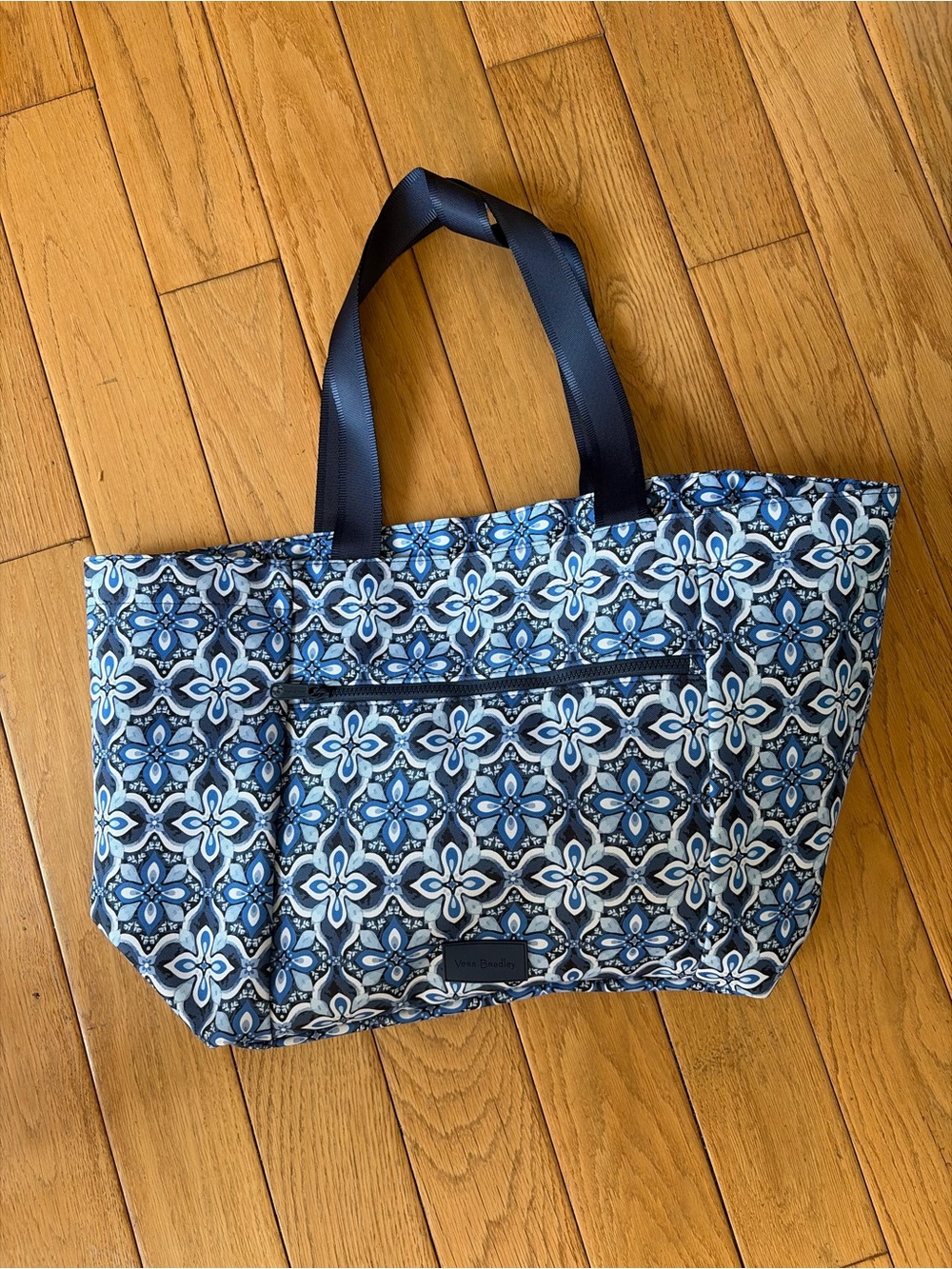 Vera Bradley Navy and Light Blue Floral Tile Tote